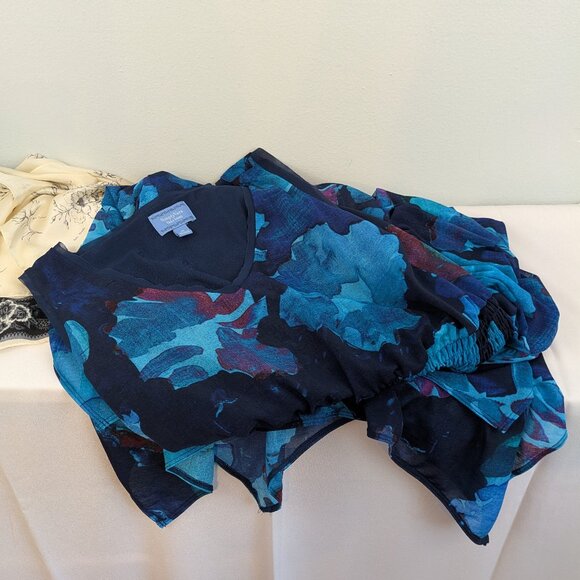 Simply Vera Vera Wang Shades of Blue Handkerchief Hem Dress - Picture 9 of 13